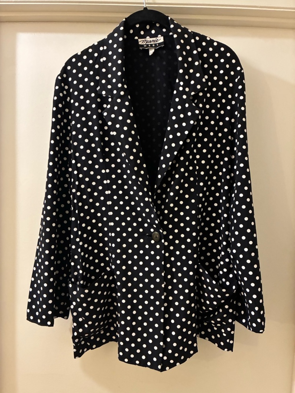 Vintage 90s Marmie West Black and White Polka Dot Blazer Jacket